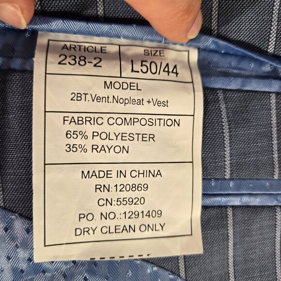PIERRE NOIR Old Money Blue Gray Striped Classic Fit Blazer Jacket Size L50/44. - Picture 13 of 17